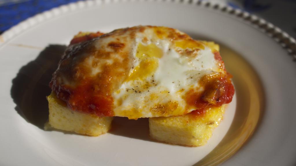 Eggs with Salsa Finta and Polenta